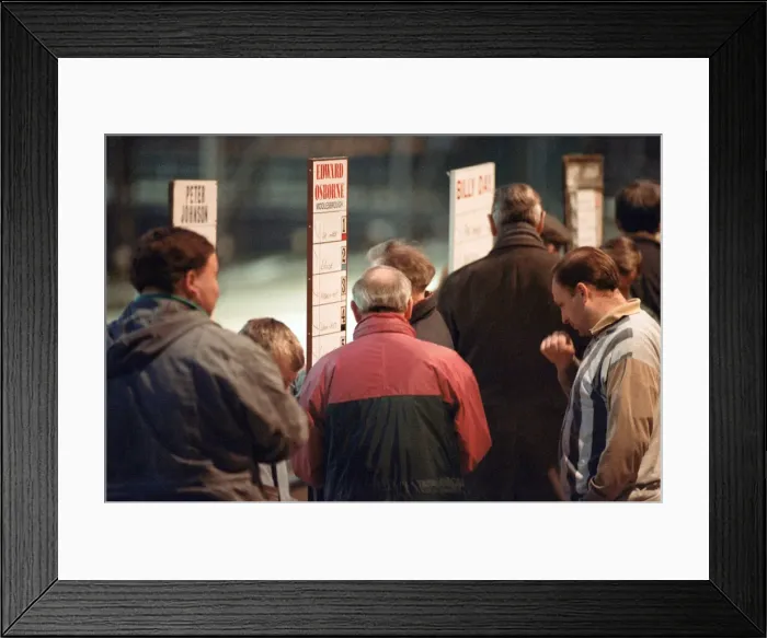 Framed Print : Greyhound Racing at Cleveland Park Stadium in Middlesbrough. 5th April 1994 Framed Print : Greyhound Racing at Cleveland Park Stadium in Middlesbrough. 5th April 1994