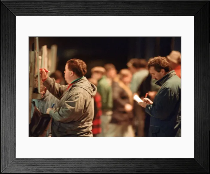 Framed Print : Greyhound Racing at Cleveland Park Stadium in Middlesbrough. 5th April 1994