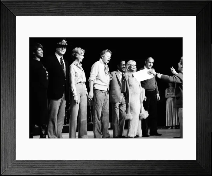 Framed Print : Performers on stage at the Royal Variety Show Rehearsal at the Palladium
