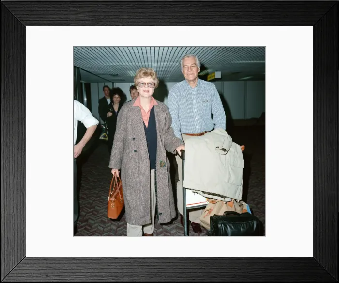 Framed Print : Angela Lansbury and husband Peter Shaw at London Airport. 13th March 1990 Framed Print : Angela Lansbury and husband Peter Shaw at London Airport. 13th March 1990