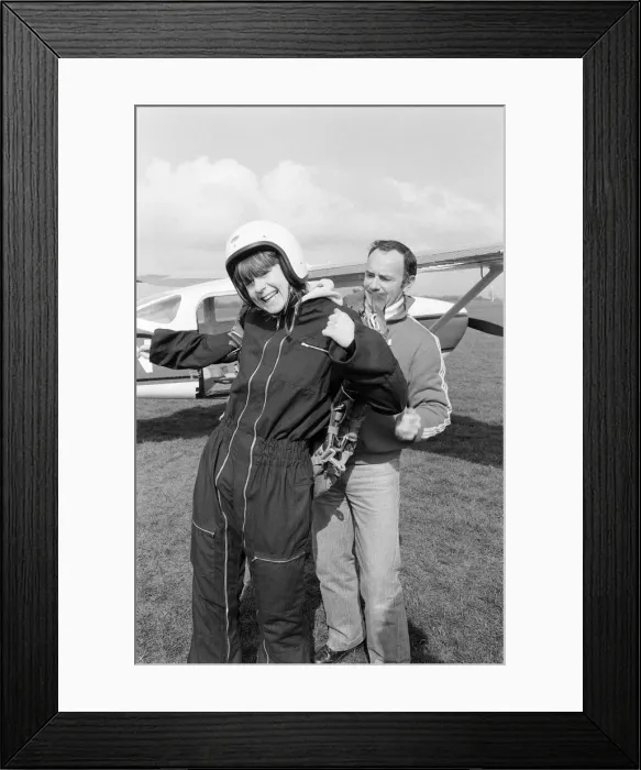 Framed Print : Poet Pam Ayres fully expected to perform her first jump today at RAF Weston-on-the-Green