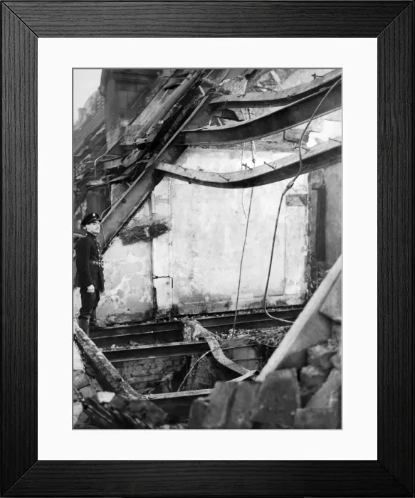 Framed Print : Top stories of the old White Star building in Liverpool were bombed during an air raid