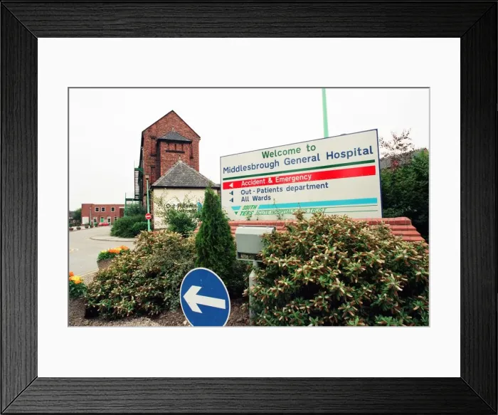 Framed Print : View of Middlesbrough General Hospital. 21st July 1994