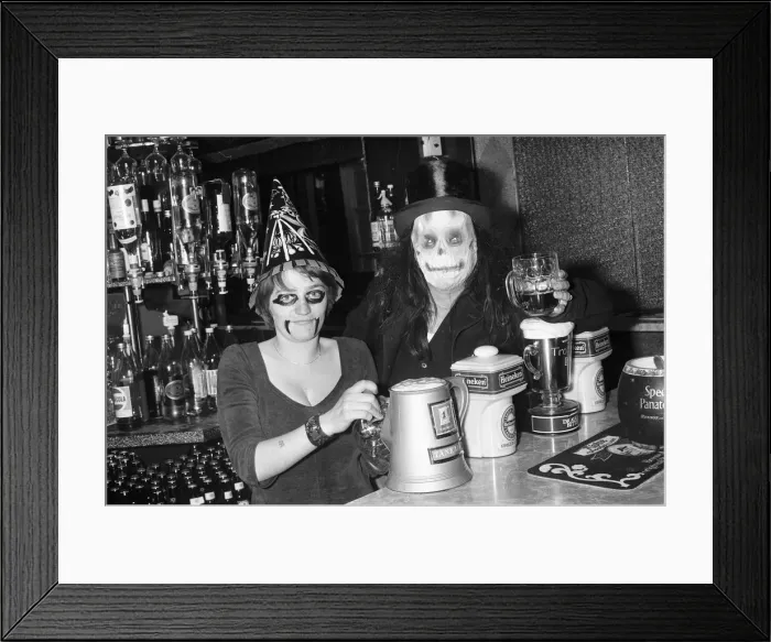 Framed Print : Halloween at the Crown Leamington pub. 30th October 1979
