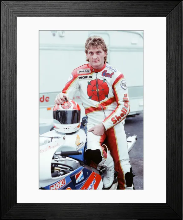 Framed Print : Carl Fogarty, Motorbike Racer, aged 23 years old, 22nd September 1988 Framed Print : Carl Fogarty, Motorbike Racer, aged 23 years old, 22nd September 1988