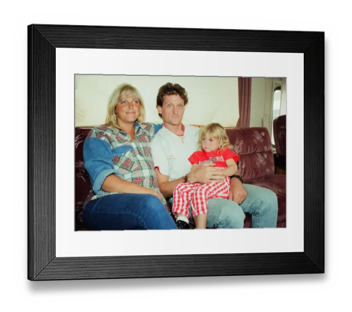 Framed Print : Carl Fogarty, World Superbike Racer, 22nd July 1994. Pictured with wife Michaela