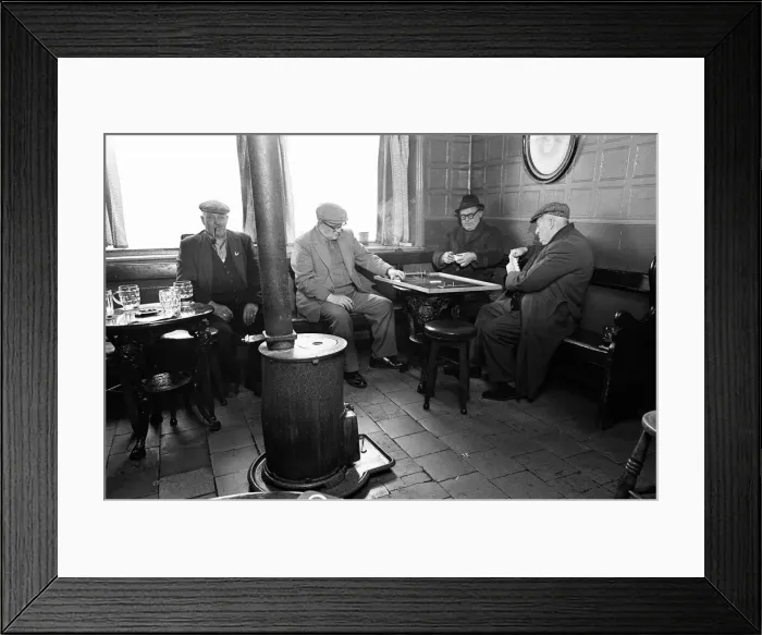 Framed Print : Group of men play dominoes at the Druids Head Inn in Coseley Framed Print : Group of men play dominoes at the Druids Head Inn in Coseley