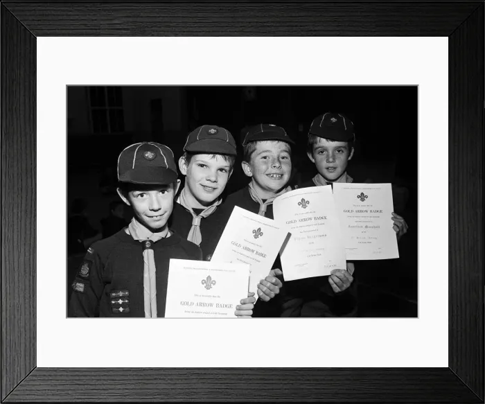 Framed Print : These four youngsters have all hit the cub worlds bullseye by earning their gold Framed Print : These four youngsters have all hit the cub worlds bullseye by earning their gold