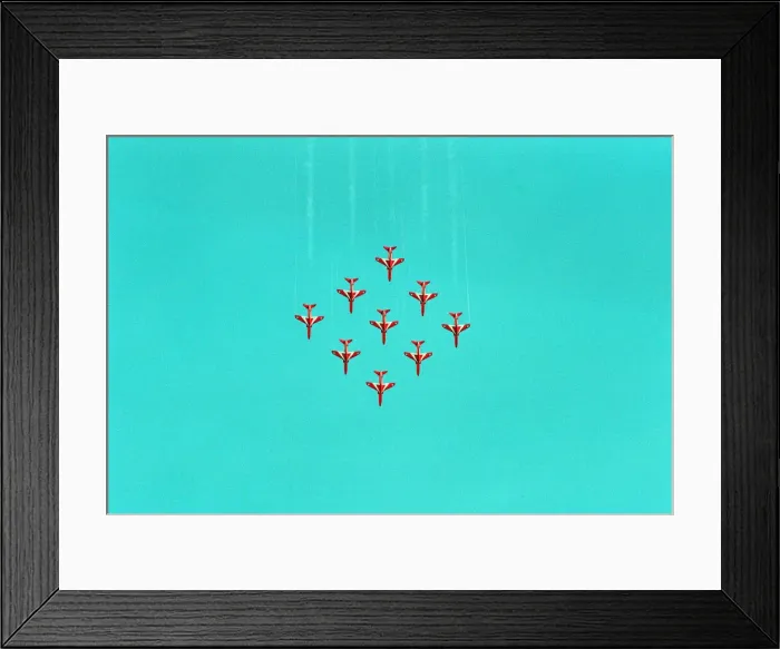 Framed Print : The Red Arrows, RAF Aerobatic Team, performing at the 1993 500 CC British Motorcycle