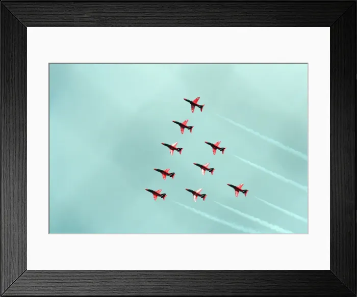 Framed Print : The Red Arrows, RAF Aerobatic Team, performing at the 1993 500 CC British Motorcycle Framed Print : The Red Arrows, RAF Aerobatic Team, performing at the 1993 500 CC British Motorcycle