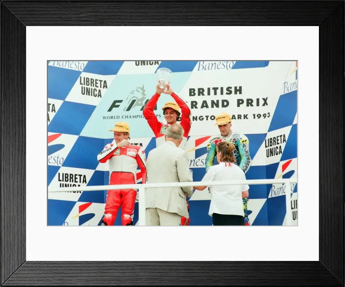 Framed Print : 1993 500 CC British Motorcycle Grand Prix, Donington Park, 1st August 1993. Podium Framed Print : 1993 500 CC British Motorcycle Grand Prix, Donington Park, 1st August 1993. Podium