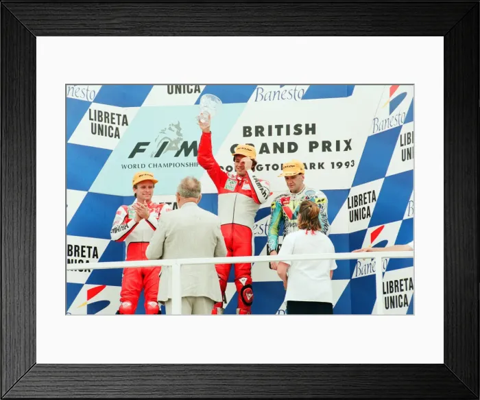 Framed Print : 1993 500 CC British Motorcycle Grand Prix, Donington Park, 1st August 1993. Podium Framed Print : 1993 500 CC British Motorcycle Grand Prix, Donington Park, 1st August 1993. Podium