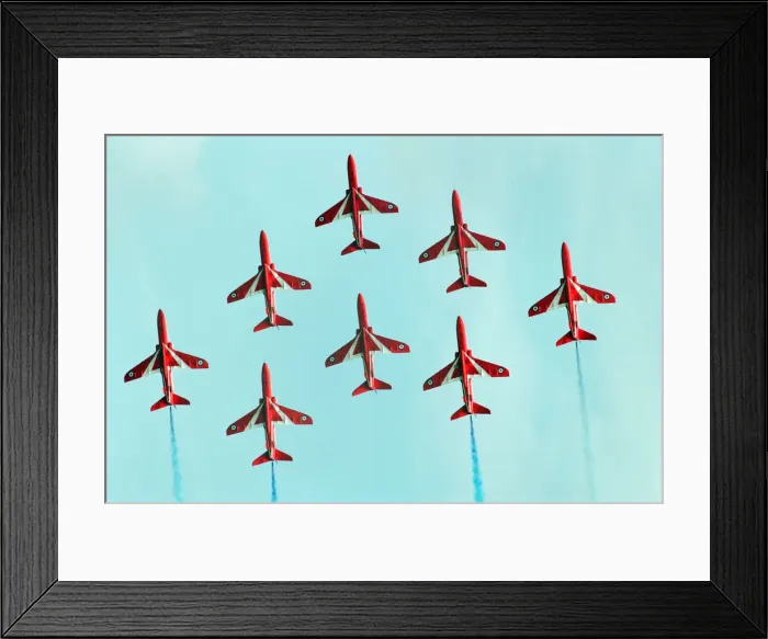 Framed Print : The Red Arrows, RAF Aerobatic Team, performing at the 1993 500 CC British Motorcycle Framed Print : The Red Arrows, RAF Aerobatic Team, performing at the 1993 500 CC British Motorcycle
