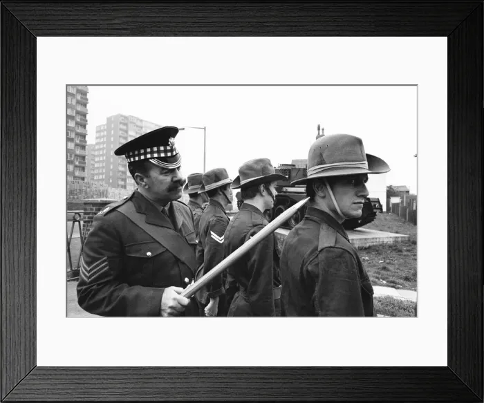 Framed Print : Sergeant Bill Davies of the Scots Guard, drills Brian Miller, William Ellis, Graham Corry Framed Print : Sergeant Bill Davies of the Scots Guard, drills Brian Miller, William Ellis, Graham Corry