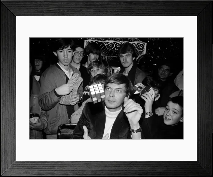 Framed Print : The Rubik cubes inventor Professor Erno Rubik in the toy department of Harrods Framed Print : The Rubik cubes inventor Professor Erno Rubik in the toy department of Harrods