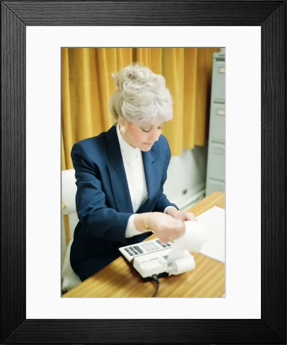 Framed Print : Women Office Workers, Posed by Models. 2nd January 1990 Framed Print : Women Office Workers, Posed by Models. 2nd January 1990