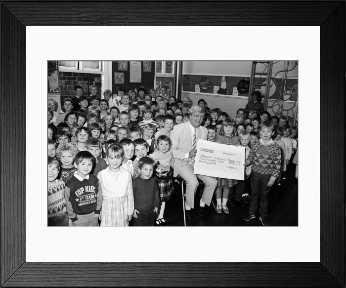 Framed Print : All smiles... Mr Maurice Adams, of the National Children Framed Print : All smiles... Mr Maurice Adams, of the National Children