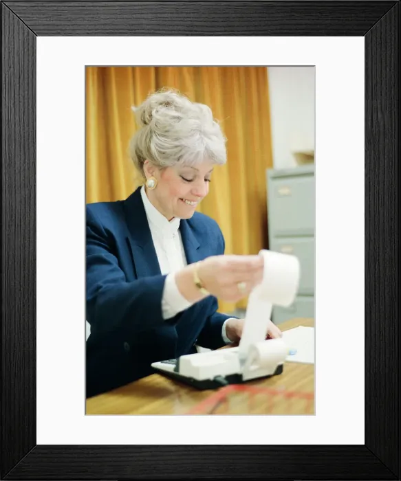 Framed Print : Women Office Workers, Posed by Models. 2nd January 1990 Framed Print : Women Office Workers, Posed by Models. 2nd January 1990