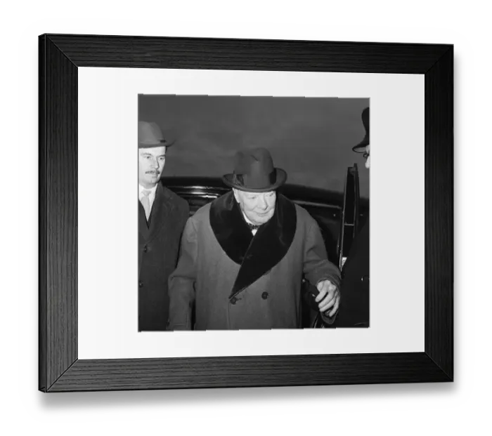 Framed Print : Winston Churchill pictured leaving London airport for Nice in the south of France Framed Print : Winston Churchill pictured leaving London airport for Nice in the south of France