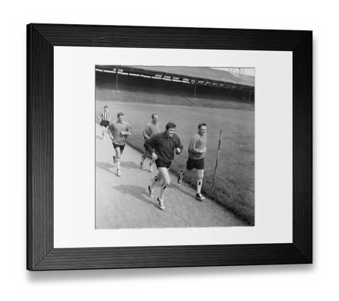 Framed Print : Newcastle FC, Pre Season Training, players jogging around pitch, St James Park