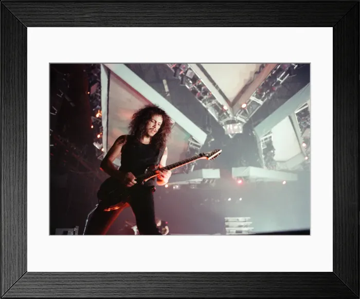 Framed Print : Metallica in concert at the NEC Arena, Birmingham. Kirk Hammett, guitarist with the band Framed Print : Metallica in concert at the NEC Arena, Birmingham. Kirk Hammett, guitarist with the band