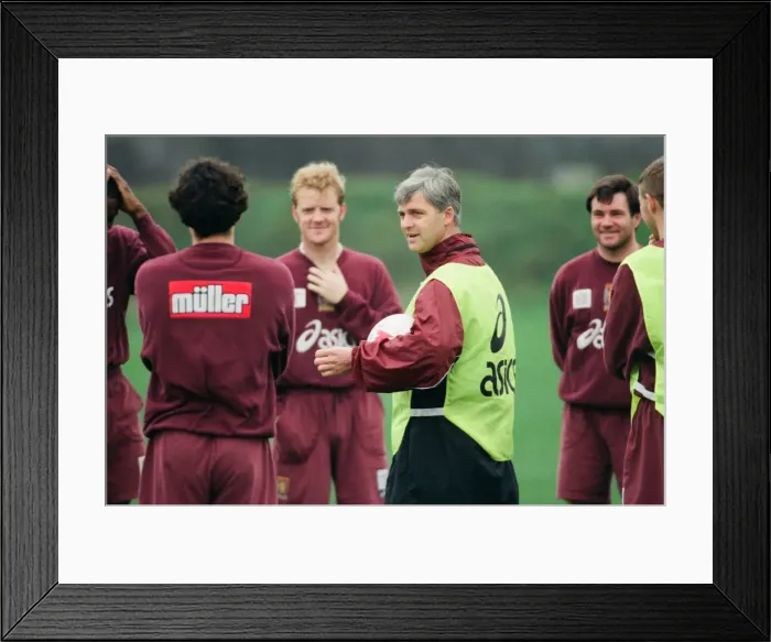 Framed Print : Aston Villa football team training with their new manager, Brian Little Framed Print : Aston Villa football team training with their new manager, Brian Little