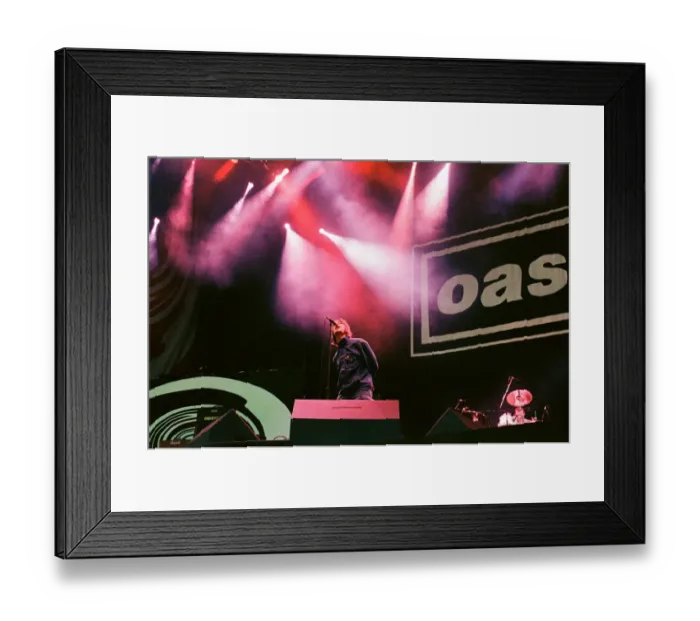 Framed Print : 1996 Oasis, music group, performing on stage, Balloch Castle Country Park Balloch