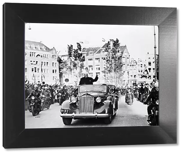 Winston Churchill pictured on his visit to Amsterdam, Netherlands after the Second World