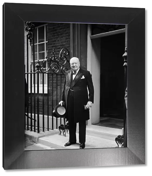 Scenes at Number 10 Downing Street on the retirement of Winston Churchill