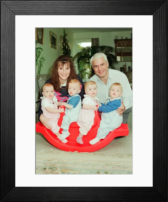 Framed Print : Mike Prince, ATV Midlands Presenter pictured at home with family, wife Regina