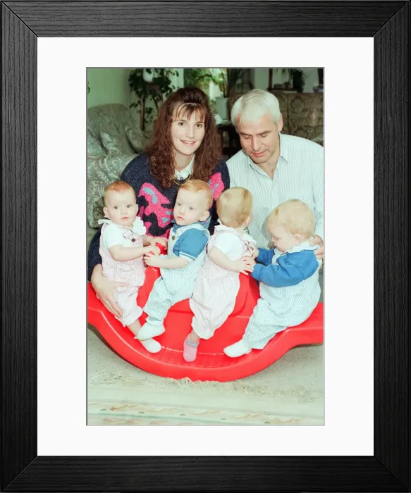 Framed Print : Mike Prince, ATV Midlands Presenter pictured at home with family, wife Regina Framed Print : Mike Prince, ATV Midlands Presenter pictured at home with family, wife Regina