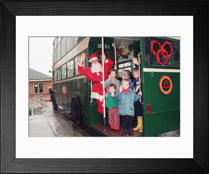 Framed Print : Father Christmas arrives by Trolleybus, Kirkleatham. 4th December 1994 Framed Print : Father Christmas arrives by Trolleybus, Kirkleatham. 4th December 1994