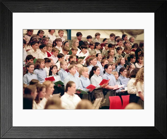 Framed Print : Guisborough schools carol concert. North Yorkshire, 9th December 1994 Framed Print : Guisborough schools carol concert. North Yorkshire, 9th December 1994