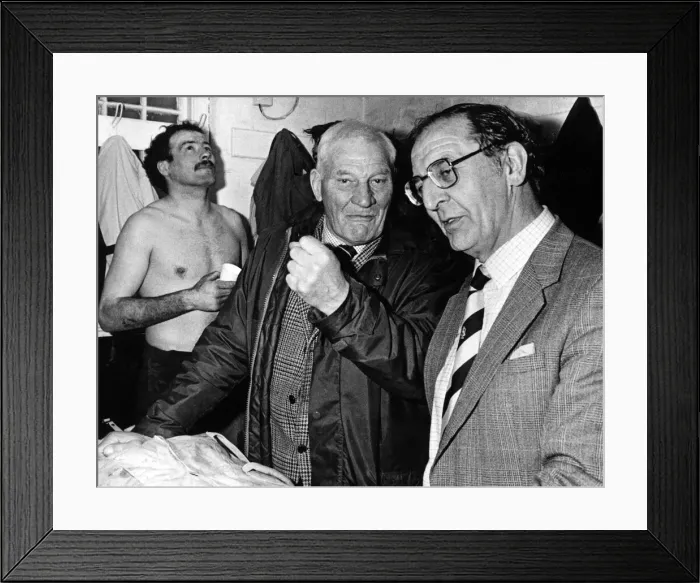 Framed Print : A happy Harry Walker in the Coventry rugby union club changing room as he celebrates Framed Print : A happy Harry Walker in the Coventry rugby union club changing room as he celebrates
