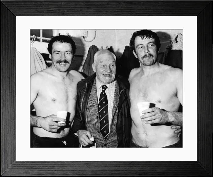 Framed Print : A happy Harry Walker in the Coventry rugby union club changing room as he celebrates Framed Print : A happy Harry Walker in the Coventry rugby union club changing room as he celebrates