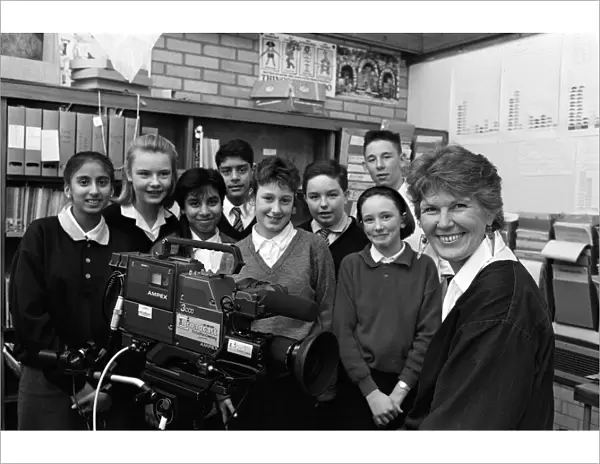Interviewer Anne Mountfield with youngsters destined to appear on TV