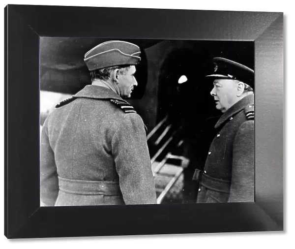 British Prime Minister Winston Churchill talking to Marshall of the Royal Air Force
