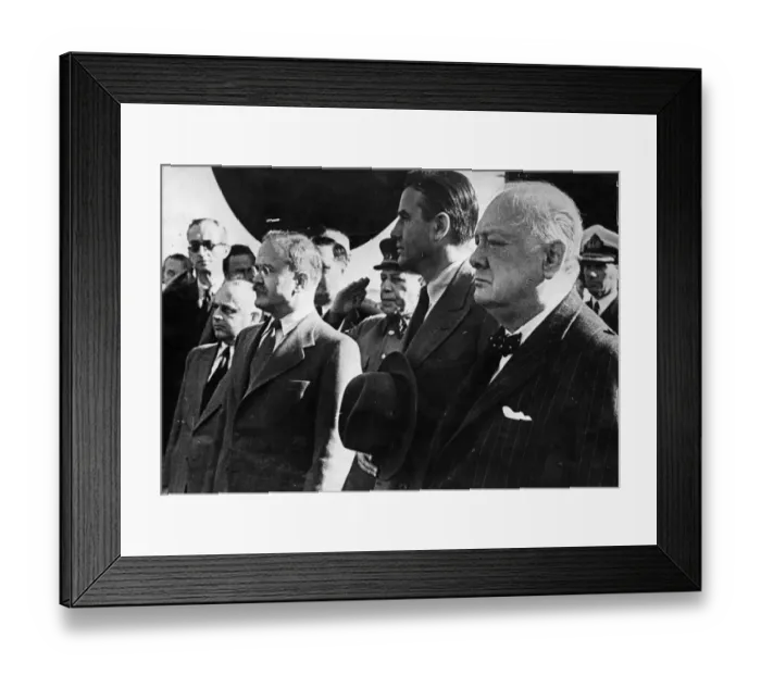 Framed Print : British Prime Minister Winston Churchill stands alongside First Deputy Premier of Framed Print : British Prime Minister Winston Churchill stands alongside First Deputy Premier of