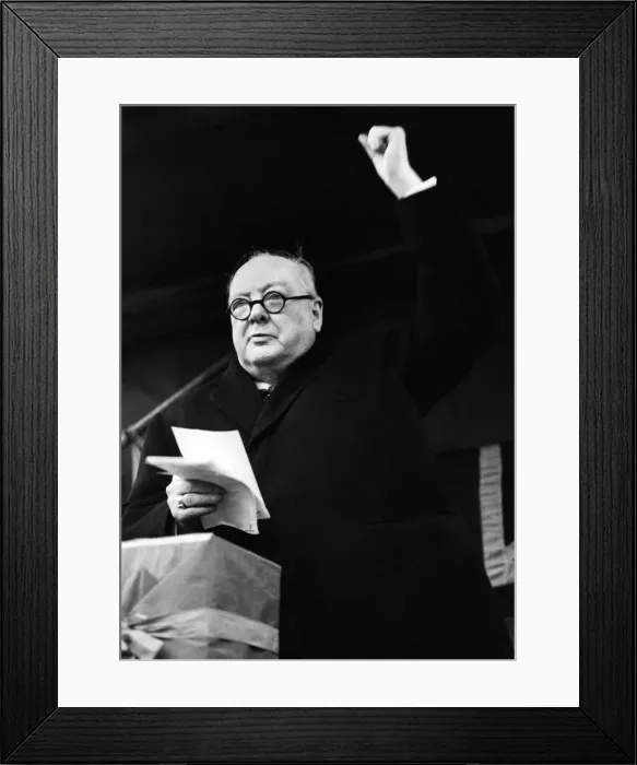 Framed Print : Winston Churchill pictured during his election tour of Biggleswade where he addressed a Framed Print : Winston Churchill pictured during his election tour of Biggleswade where he addressed a