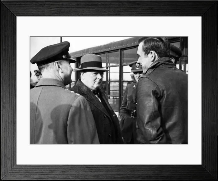 Framed Print : British Prime Minister Winston Churchill visits an erodrome in Southern England