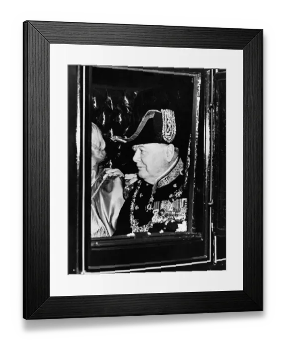 Framed Print : Prime Minister Winston Churchill with his wife in their coach during the Ministers