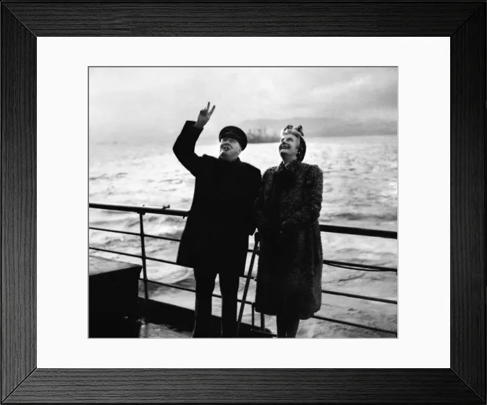 Framed Print : British Prime Minister Winston Churchill gives the V Framed Print : British Prime Minister Winston Churchill gives the V