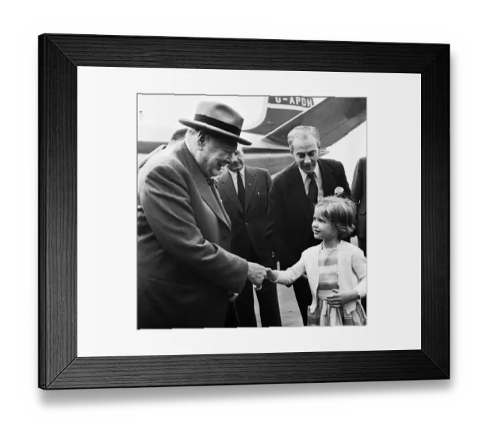 Framed Print : Winston Churchill pictured at London airport on his return home from the United States of