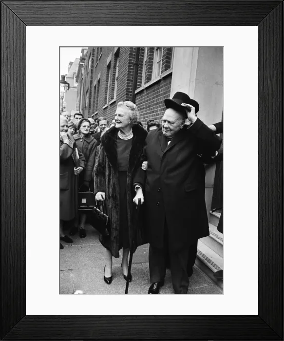 Framed Print : Winston Churchill with his wife Lady Churchill on her birthdayl. 1st April 1963 Framed Print : Winston Churchill with his wife Lady Churchill on her birthdayl. 1st April 1963