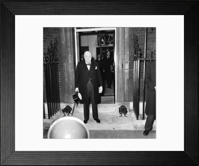 Framed Print : Prime Minister Winston Churchill leaves Number 10 Downing Street for Buckingham Palace as Framed Print : Prime Minister Winston Churchill leaves Number 10 Downing Street for Buckingham Palace as