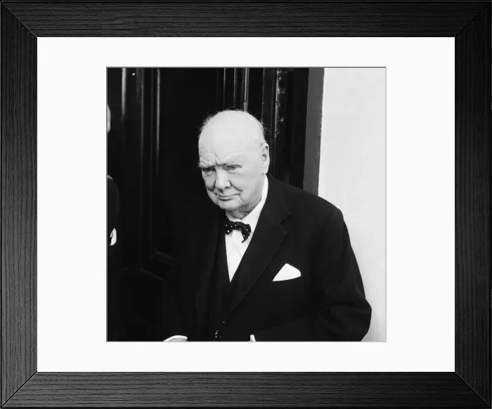 Framed Print : Winston Churchill attending the christening of Rupert Soames. 20th July 1959 Framed Print : Winston Churchill attending the christening of Rupert Soames. 20th July 1959