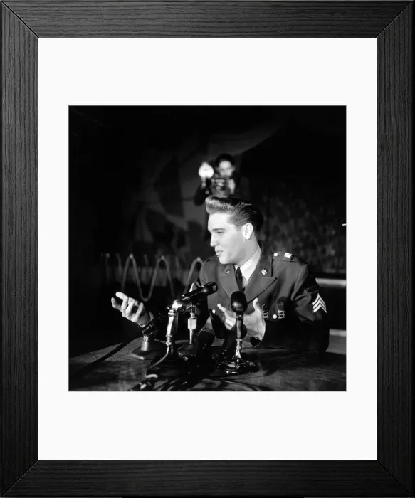 Framed Print : American rock and roll singer and musician Elvis Presley pictured wearing army uniform as Framed Print : American rock and roll singer and musician Elvis Presley pictured wearing army uniform as