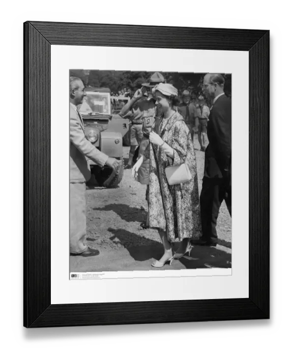 Framed Print : The Jubilee Scout Jamboree at Sutton Park in 1957. The Queen Framed Print : The Jubilee Scout Jamboree at Sutton Park in 1957. The Queen