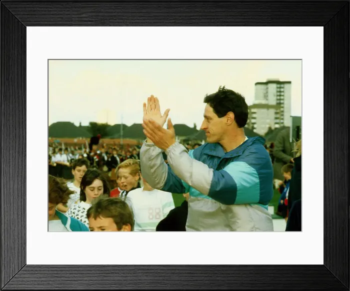 Framed Print : Alan Wells Scottish athlete clapping hanmds February 1990 Framed Print : Alan Wells Scottish athlete clapping hanmds February 1990