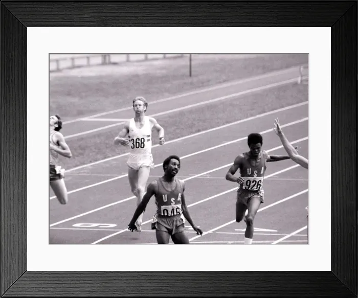 Framed Print : David Jenkins (368) at the finish of the 400m final who finished 7th Framed Print : David Jenkins (368) at the finish of the 400m final who finished 7th